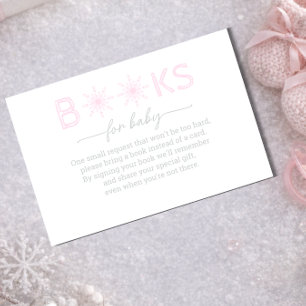 Pink Snowflake theme Books for Baby Enclosure Card