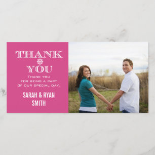 Pink Snowflake Wedding Photo Thank You Cards