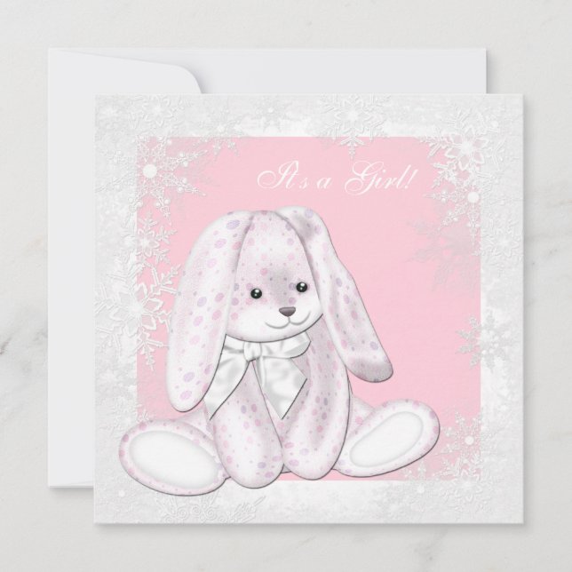 Pink Snowflake Winter Wonderland Baby Shower Invitation (Front)