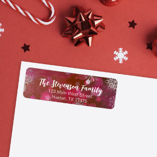 Pink Snowflake Winter Wonderland Holiday Address Return Address Label