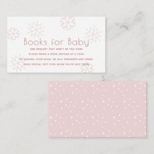 Pink Snowflakes Baby Shower Books for Baby Enclosu Enclosure Card