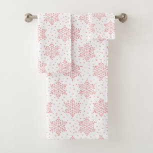 Pink Snowflakes Bath Towel Set