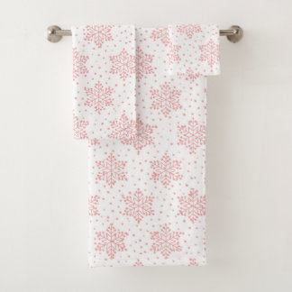 Pink Snowflakes Bath Towel Set