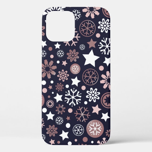 Pink snowflakes blue winter holidays Case-Mate iPhone case (Back)
