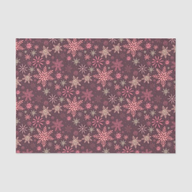 Pink Snowflakes Christmas Tissue Paper (Front)