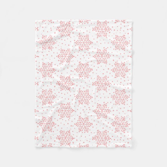 Pink Snowflakes Fleece Blanket (Front)