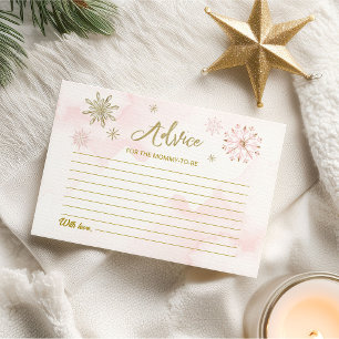 Pink Snowflakes Girl Baby Shower Advice Cards
