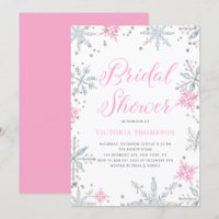 Pink Snowflakes Glitter Winter Bridal Shower