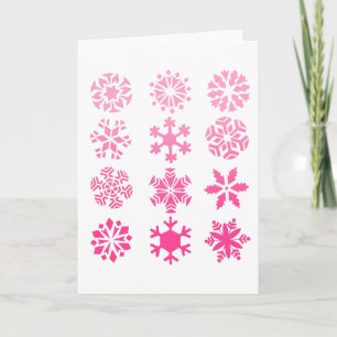 Pink Snowflakes - Greeting Card
