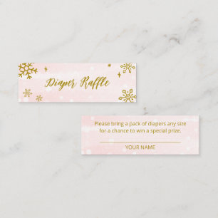 Pink Snowflakes Winter Baby Shower Diaper Raffle Mini Business Card