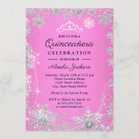 Pink Snowflakes Winter Wonderland Quinceanera