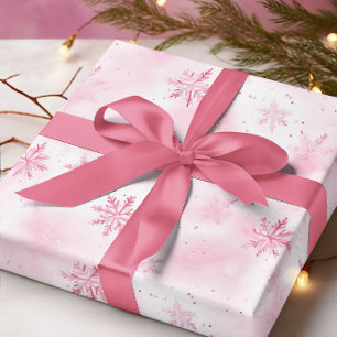 Pink Snowflakes Winter Wrapping Paper