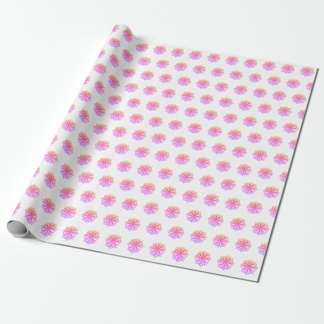 Pink  Snowflakes Wrapping Paper (Unrolled)