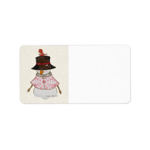 Pink Snowman Address Labels