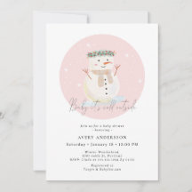 Pink Snowman Baby It's Cold Outside Baby Shower