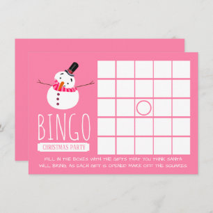 Pink Snowman, Christmas Party Bingo Invitation