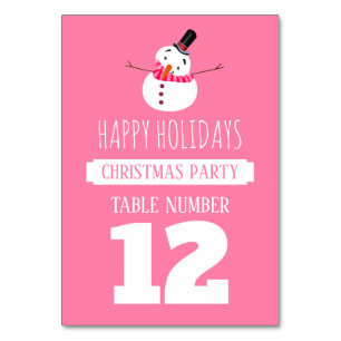 Pink Snowman, Christmas Party Table No. Table Number