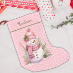 Pink Snowman Polka Dot Custom Christmas Stocking<br><div class="desc">Pink Vintage Snowman Polka Dot Custom Christmas Stocking. Ready to be personalised!</div>