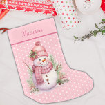 Pink Snowman Polka Dot Custom Christmas Stocking<br><div class="desc">Pink Vintage Snowman Polka Dot Custom Christmas Stocking. Ready to be personalised!</div>