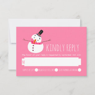 Pink Snowman RSVP Card