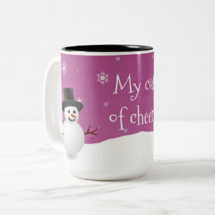 Pink Snowman Winter Scene Christmas Mug