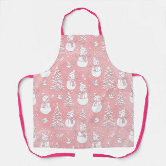 Pink Snowmen Apron
