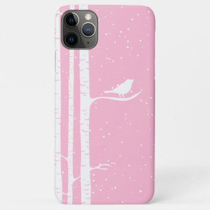 Pink Snowy Birch Trees iPhone 11 Pro Max Case