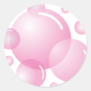 Pink soap bubbles classic round sticker
