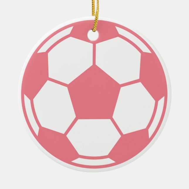 Pink Soccer Ball Ceramic Tree Decoration (Front)