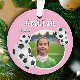 Pink Soccer Ball Football Sports Photo Ornament