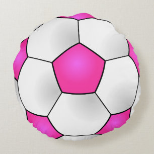 Pink Soccer Ball Round Pillow