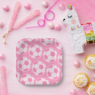Pink Soccer Ball Screwball Graphics Party Paper Plate