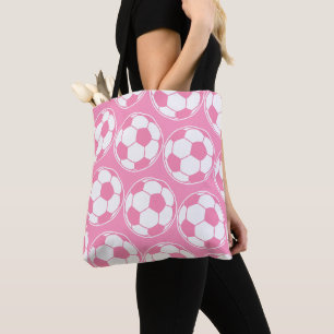 Pink Soccer Ball Screwball Graphics Tote Bag