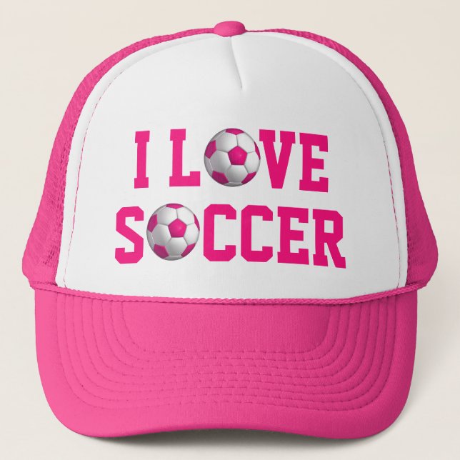 Pink Soccer Ball trucker hat (Front)