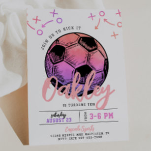 Pink Soccer Birthday Invitation