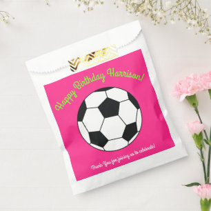 Pink Soccer Birthday Party Favour Bag