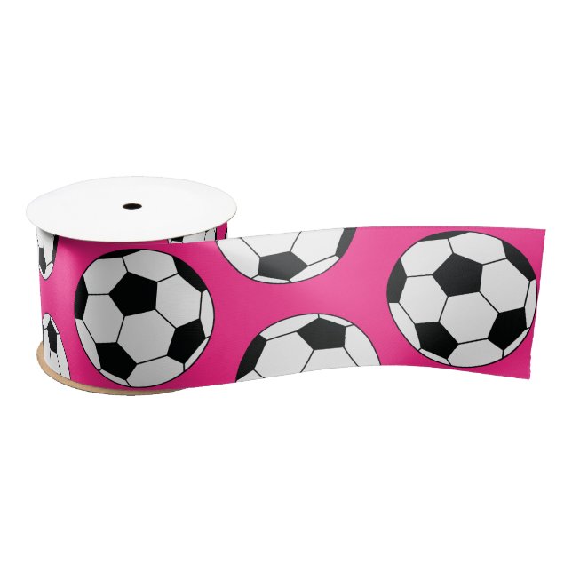 Pink Soccer Birthday Party Satin Ribbon (Spool)
