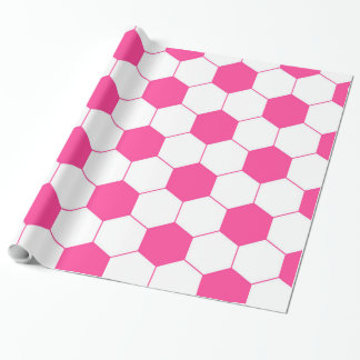 Pink Soccer Football Ball Pattern Wrapping Paper