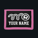 Pink soccer girl wallet | Sporty kids design<br><div class="desc">Pink soccer girl wallet | Sporty kids design. Personalizable name. Cool futbol sports gift idea for teen children Personalised present with name or initials. Girly pink and other colours available.</div>