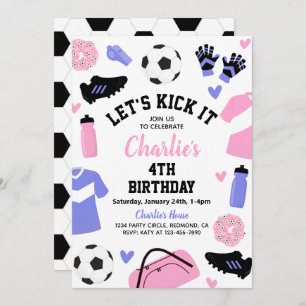 Pink Soccer Invitation   Soccer Party Invitations