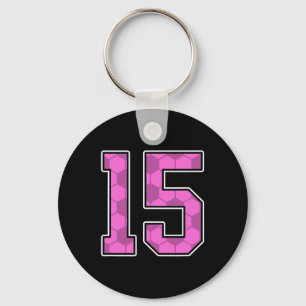 Pink Soccer Pattern Number 15 Jersey Player Unifor Key Ring