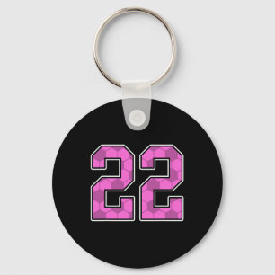 Pink Soccer Pattern Number 22 Jersey Player Unifor Key Ring