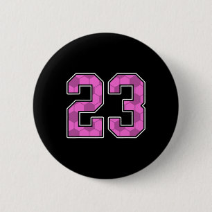Pink Soccer Pattern Number 23 Jersey Player Unifor 6 Cm Round Badge