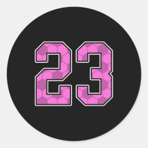 Pink Soccer Pattern Number 23 Jersey Player Unifor Classic Round Sticker