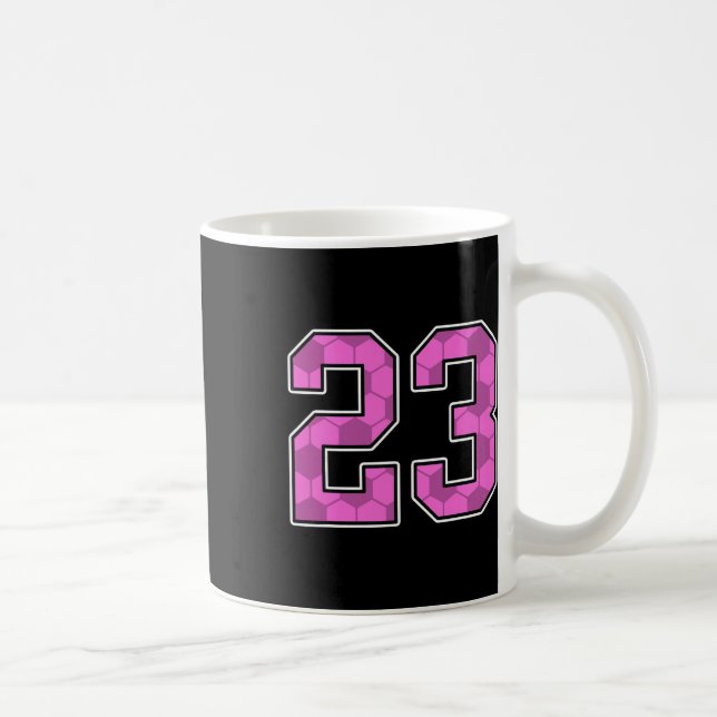 Pink Soccer Pattern Number 23 Jersey Player Unifor Coffee Mug (Right)