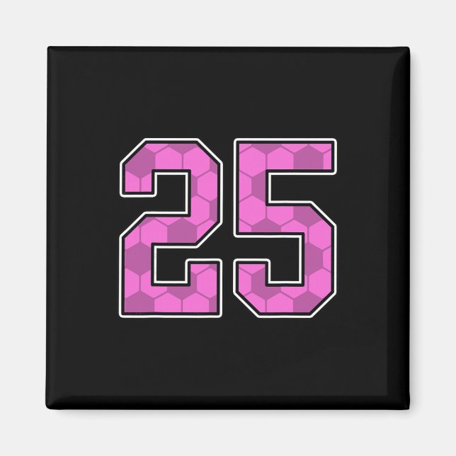 Pink Soccer Pattern Number 25 Jersey Player Unifor Magnet (Front)