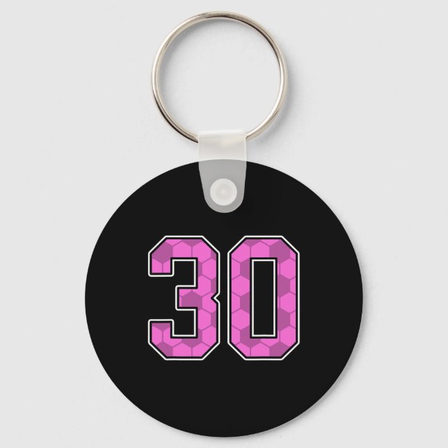Pink Soccer Pattern Number 30 Jersey Player Unifor Key Ring (Front)