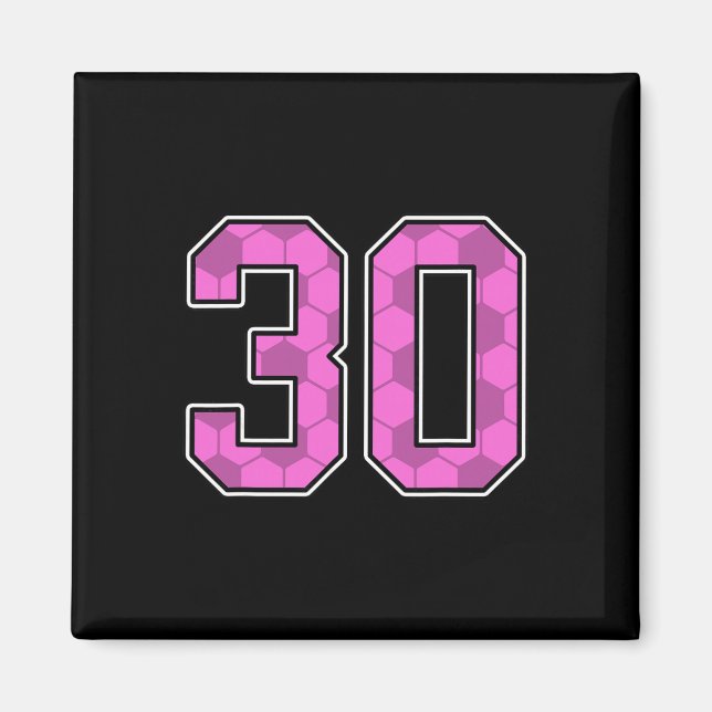 Pink Soccer Pattern Number 30 Jersey Player Unifor Magnet (Front)