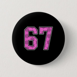 Pink Soccer Pattern Number 67 Jersey Player Unifor 6 Cm Round Badge
