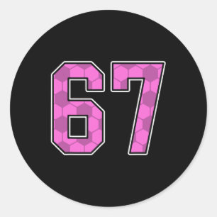 Pink Soccer Pattern Number 67 Jersey Player Unifor Classic Round Sticker